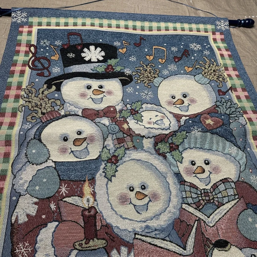 House Of Lloyd Snowmen & Dog Christmas Caroling Tapestry Wall Hanging 2011